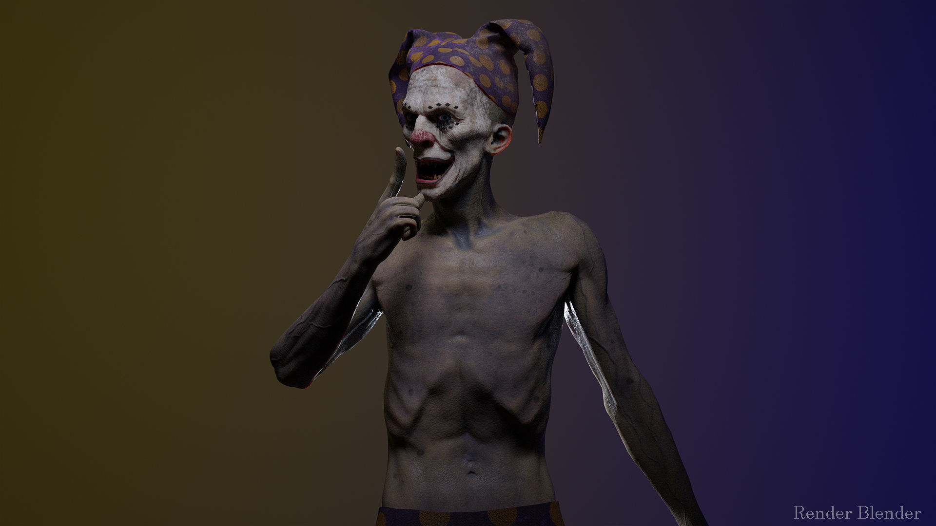 Scary Clown 3 Low-poly 3D model_3