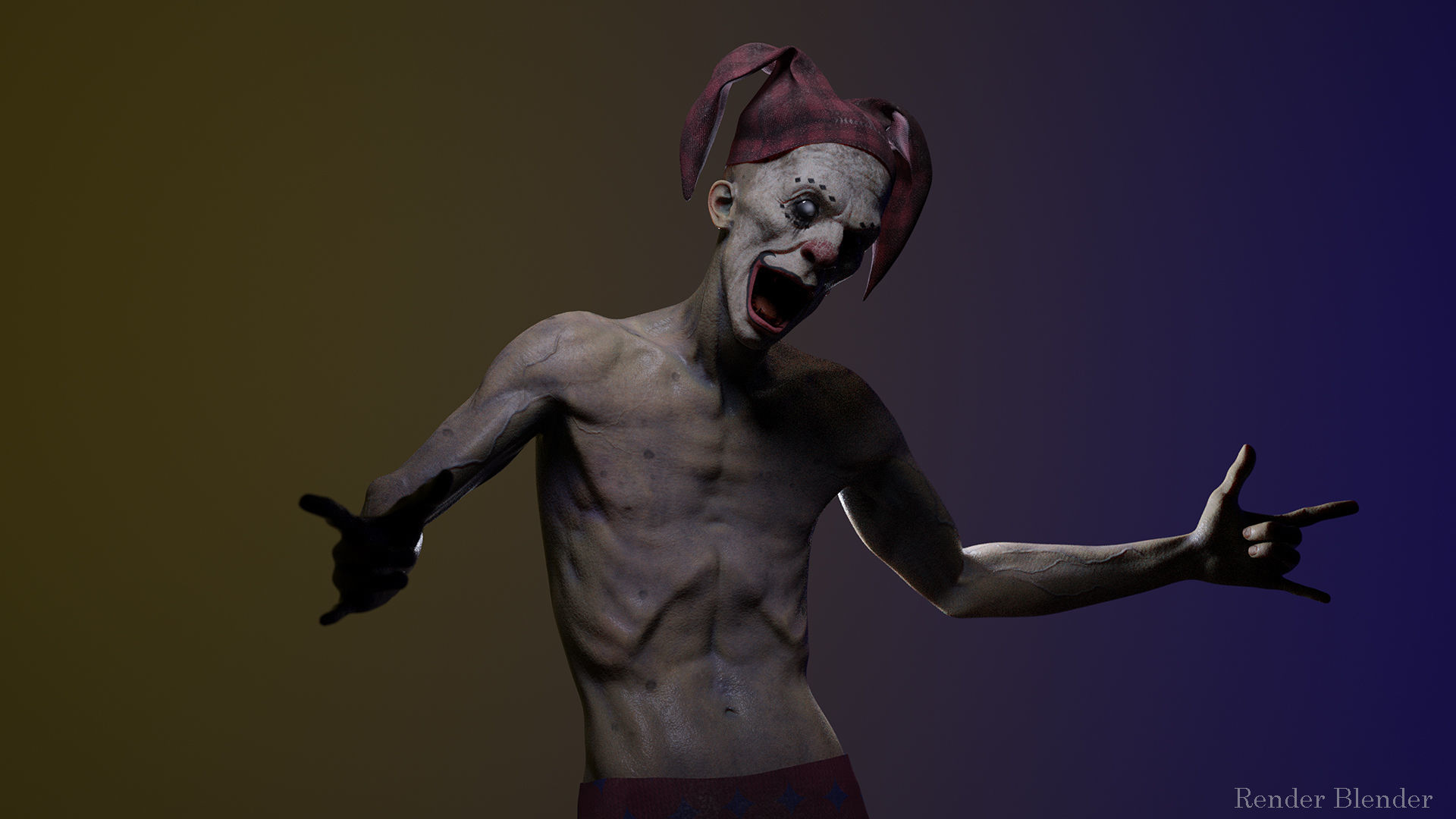 Scary Clown 3 Low-poly 3D model_4