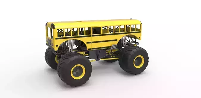 School bus Monster truck Scale 1 to 25 3D print model