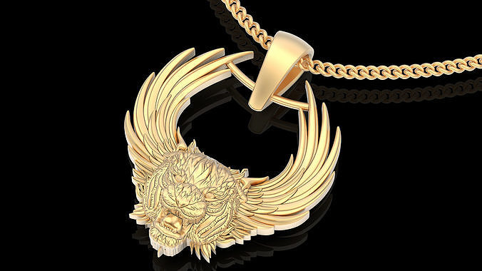 Angry tiger pendant sterling gold jewelry printable 3D model 3D print model