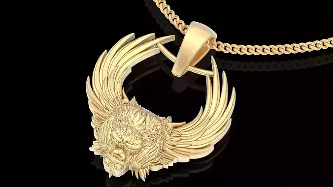 Angry tiger pendant sterling gold jewelry printable 3D model