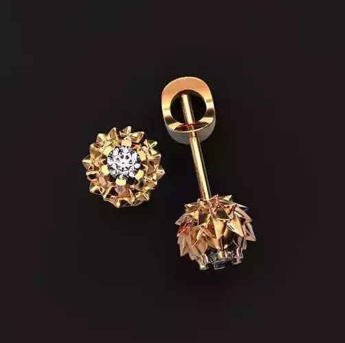 stud earrings bump with stone diamond 412 3D print model