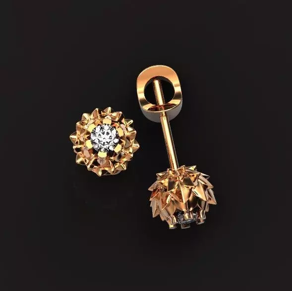 stud earrings bump with stone diamond 412 3D print model