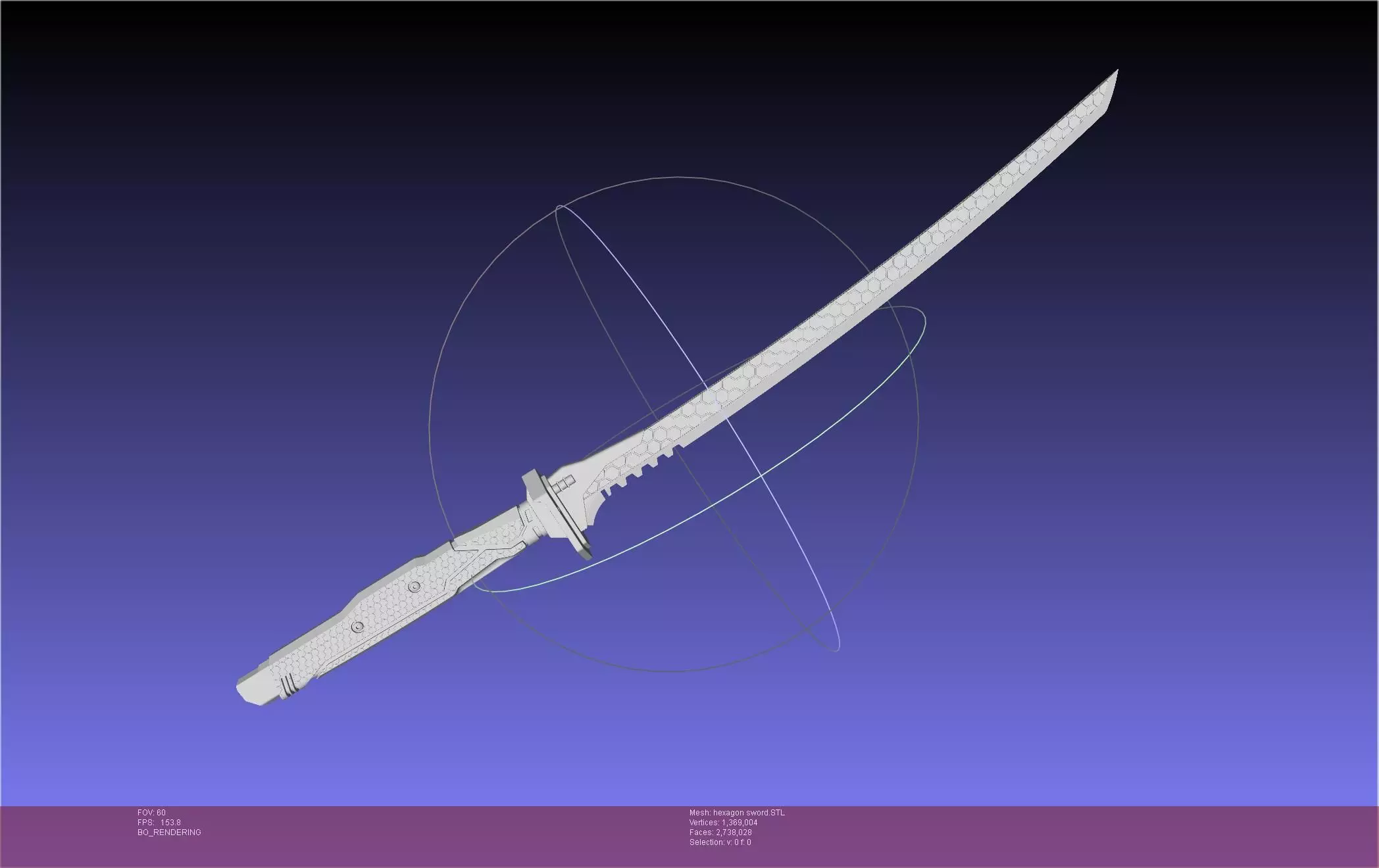 Hexagon Patterned Cyberpunk Sword 3D print model