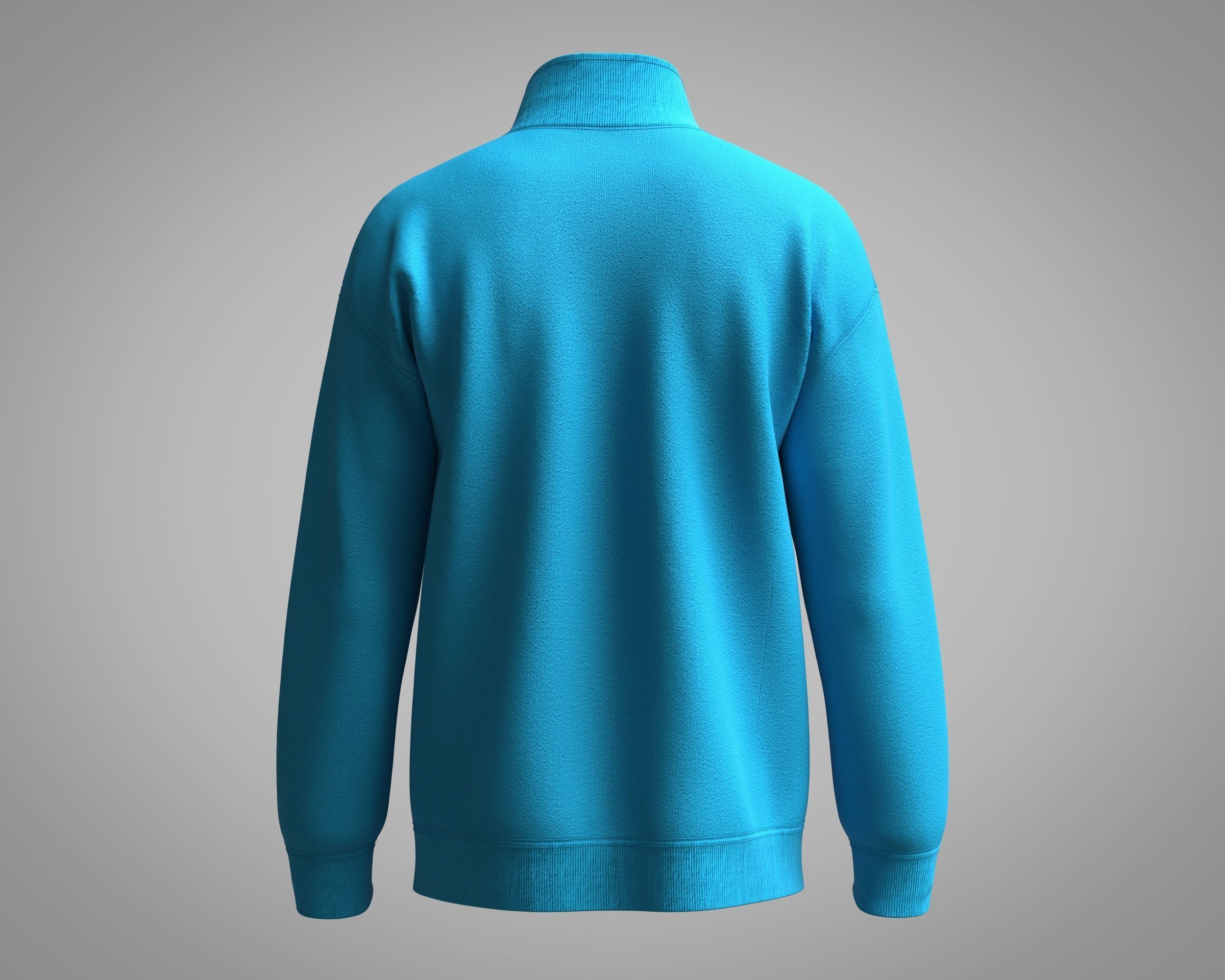 Jacket-Blue half zip sweatshirt 3D model_3