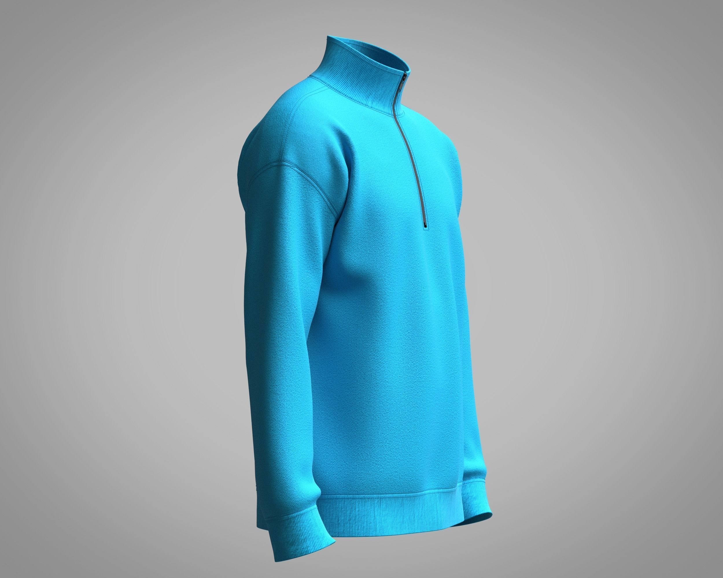 Jacket-Blue half zip sweatshirt 3D model_1