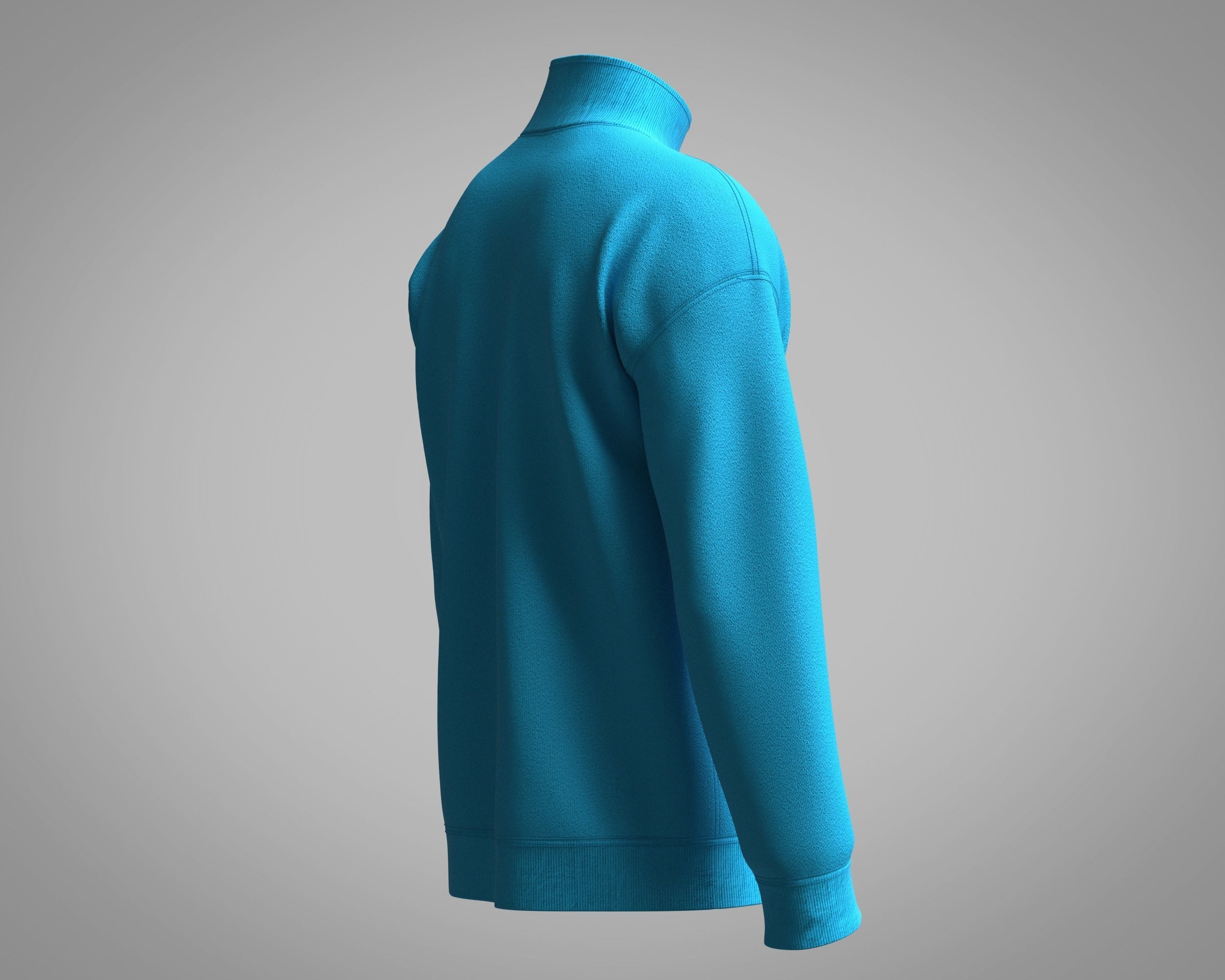 Jacket-Blue half zip sweatshirt 3D model_2