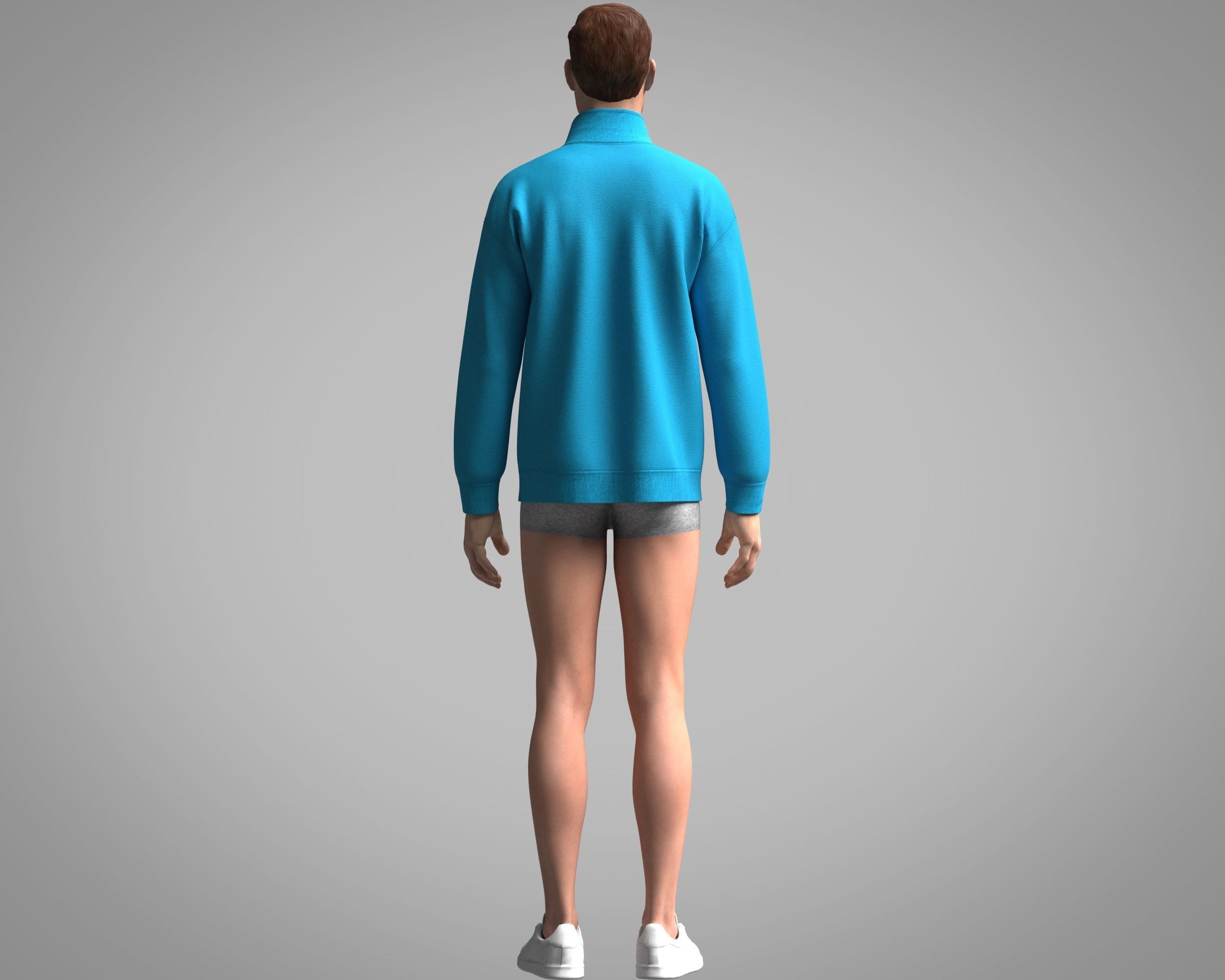 Jacket-Blue half zip sweatshirt 3D model_7