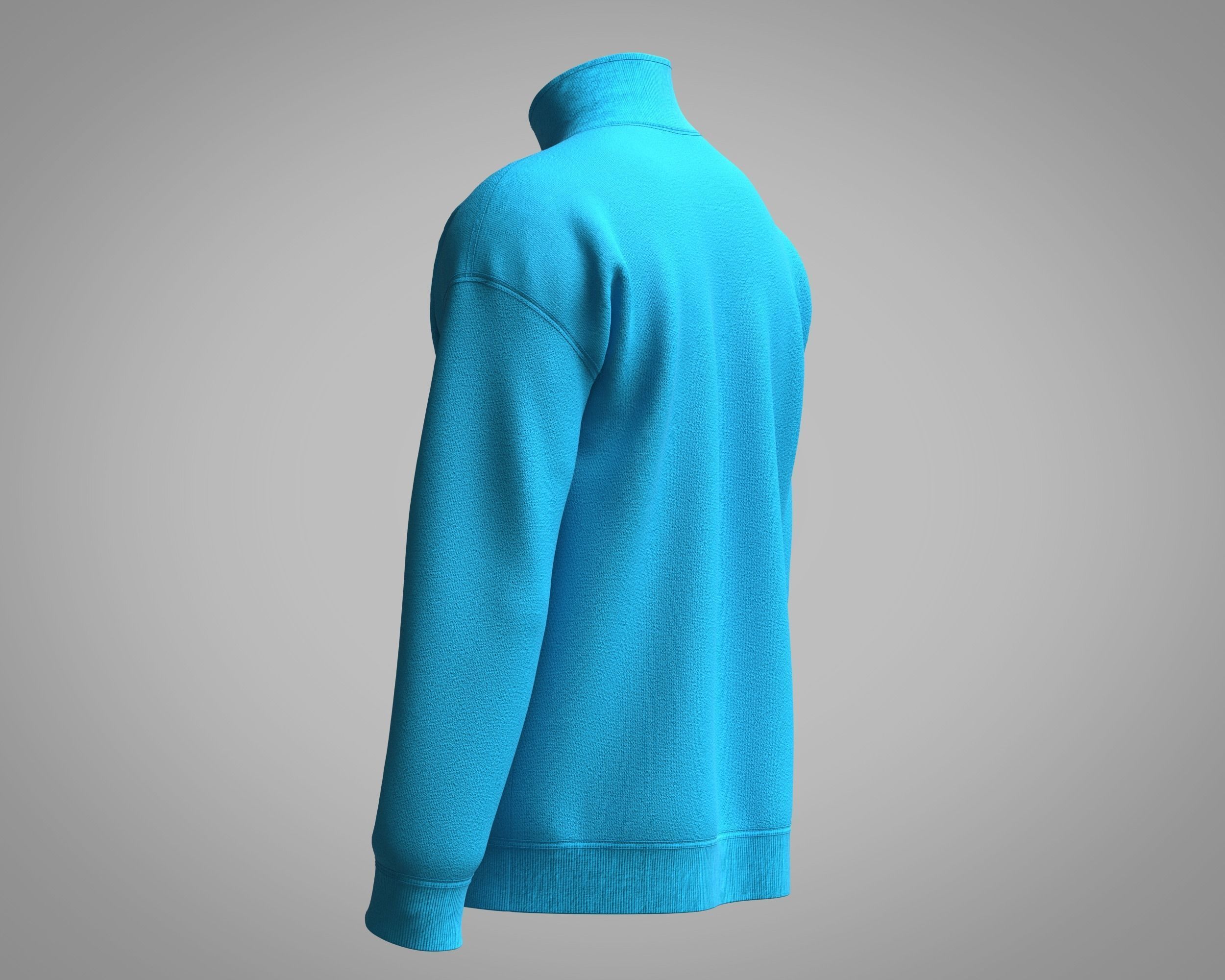 Jacket-Blue half zip sweatshirt 3D model_5