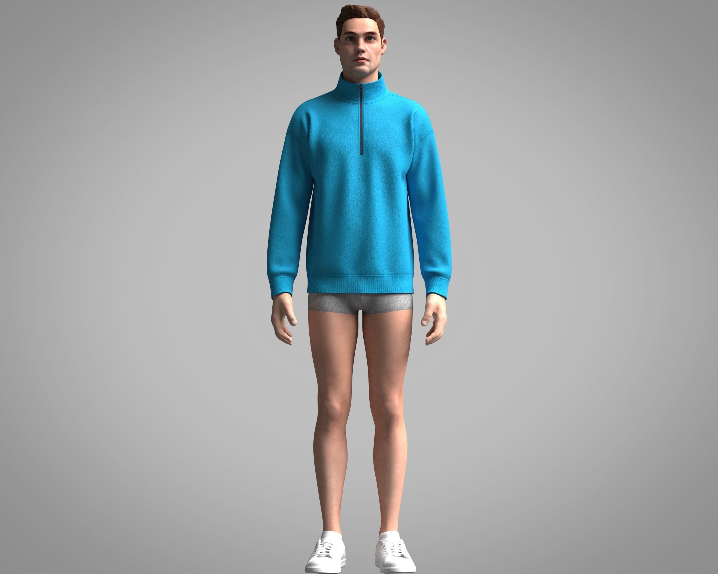 Jacket-Blue half zip sweatshirt 3D model_6