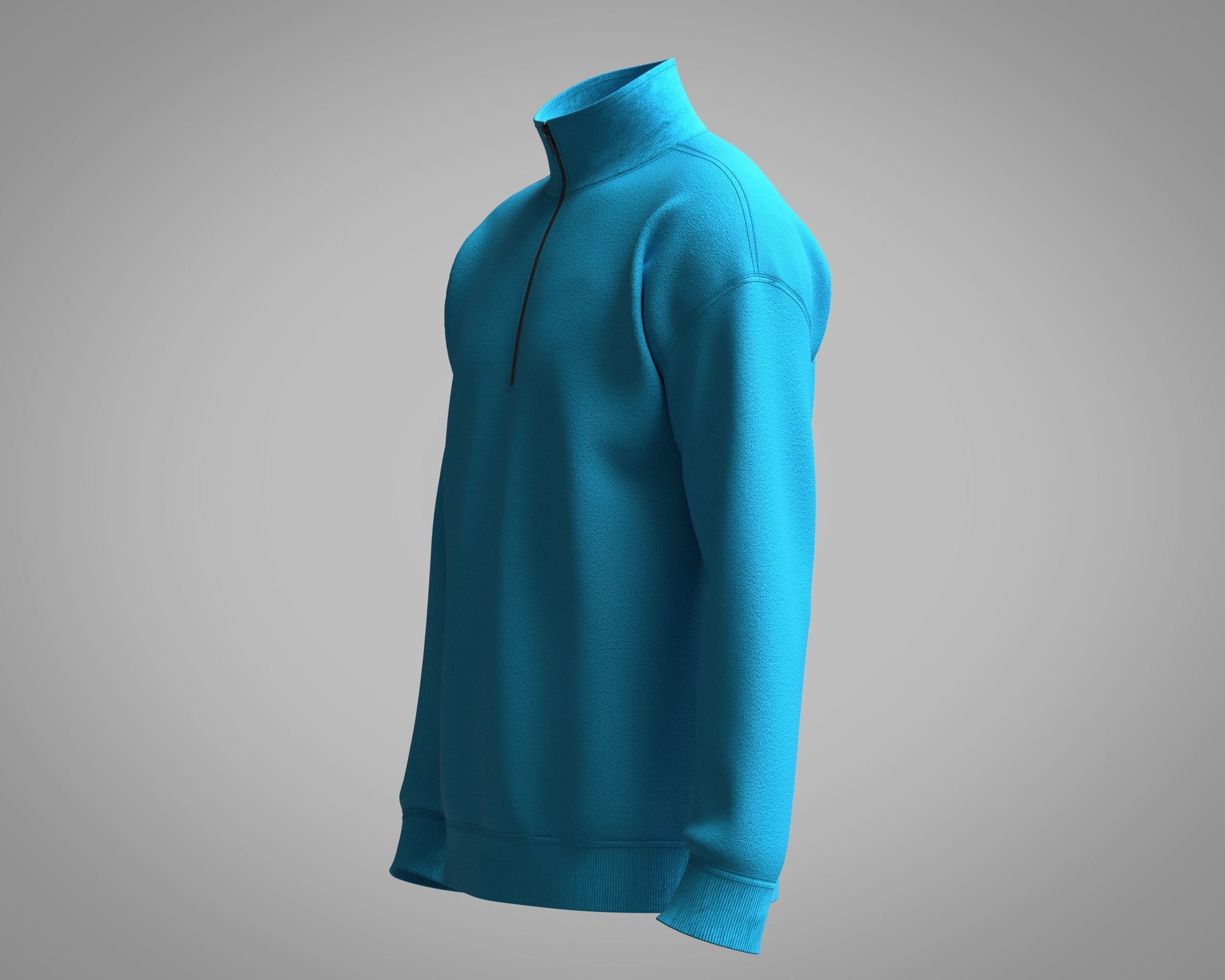Jacket-Blue half zip sweatshirt 3D model_4