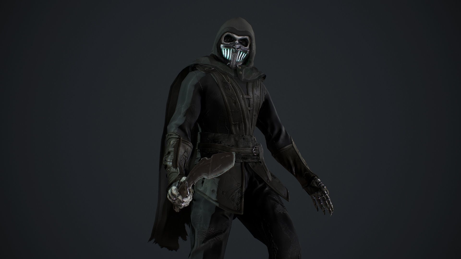 Skeleton 4 character in outfit Low-poly 3D model_7