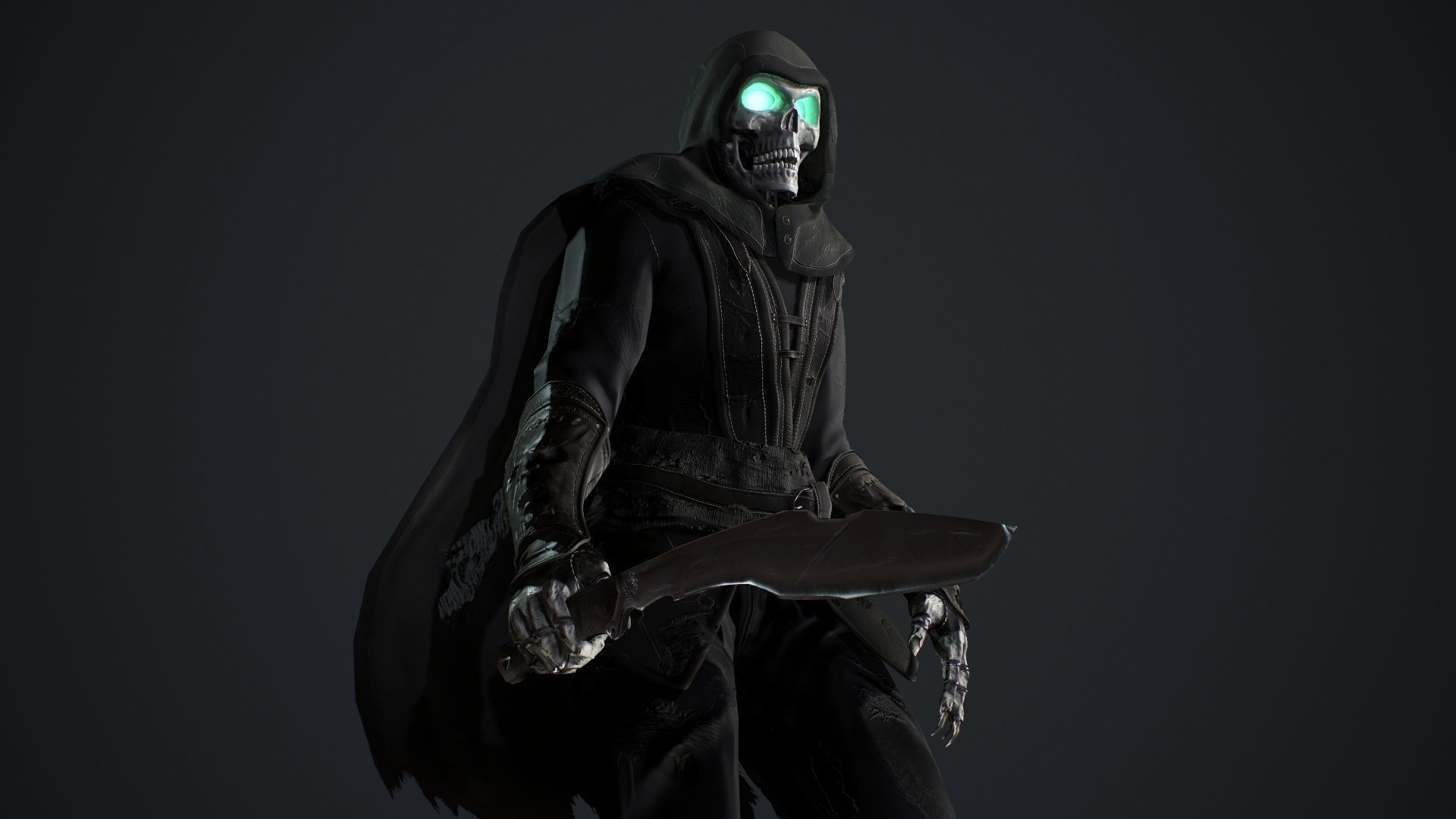 Skeleton 4 character in outfit Low-poly 3D model_9
