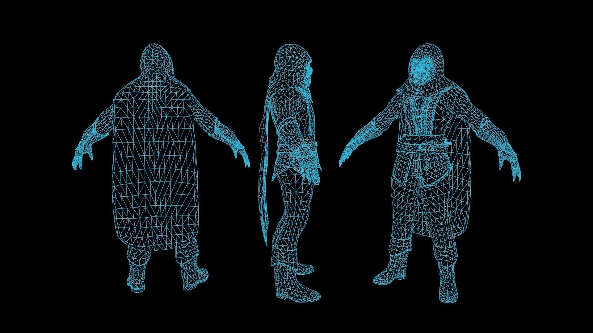 Skeleton 4 character in outfit Low-poly 3D model_6