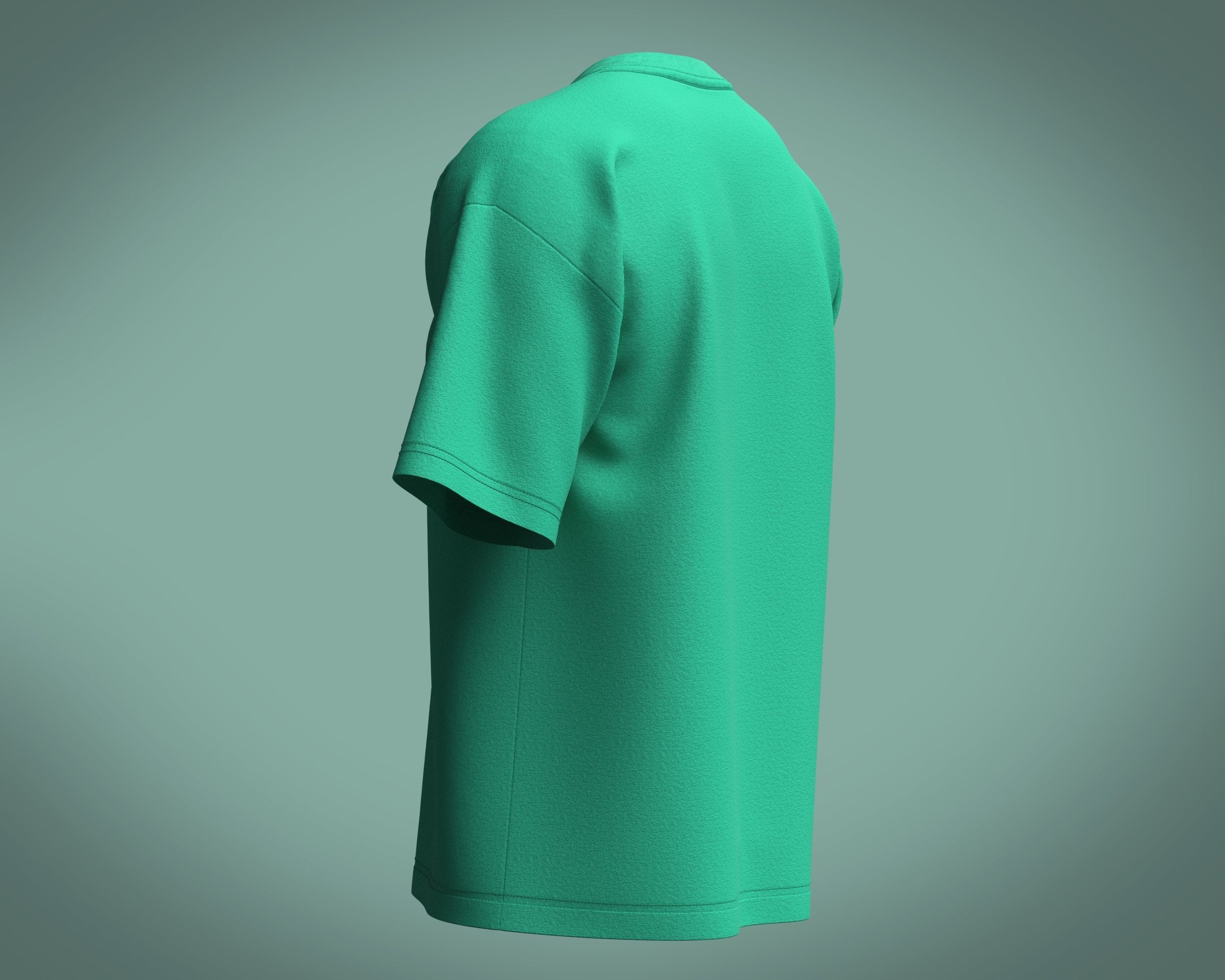 T-Shirt-Single Color 3D model_4
