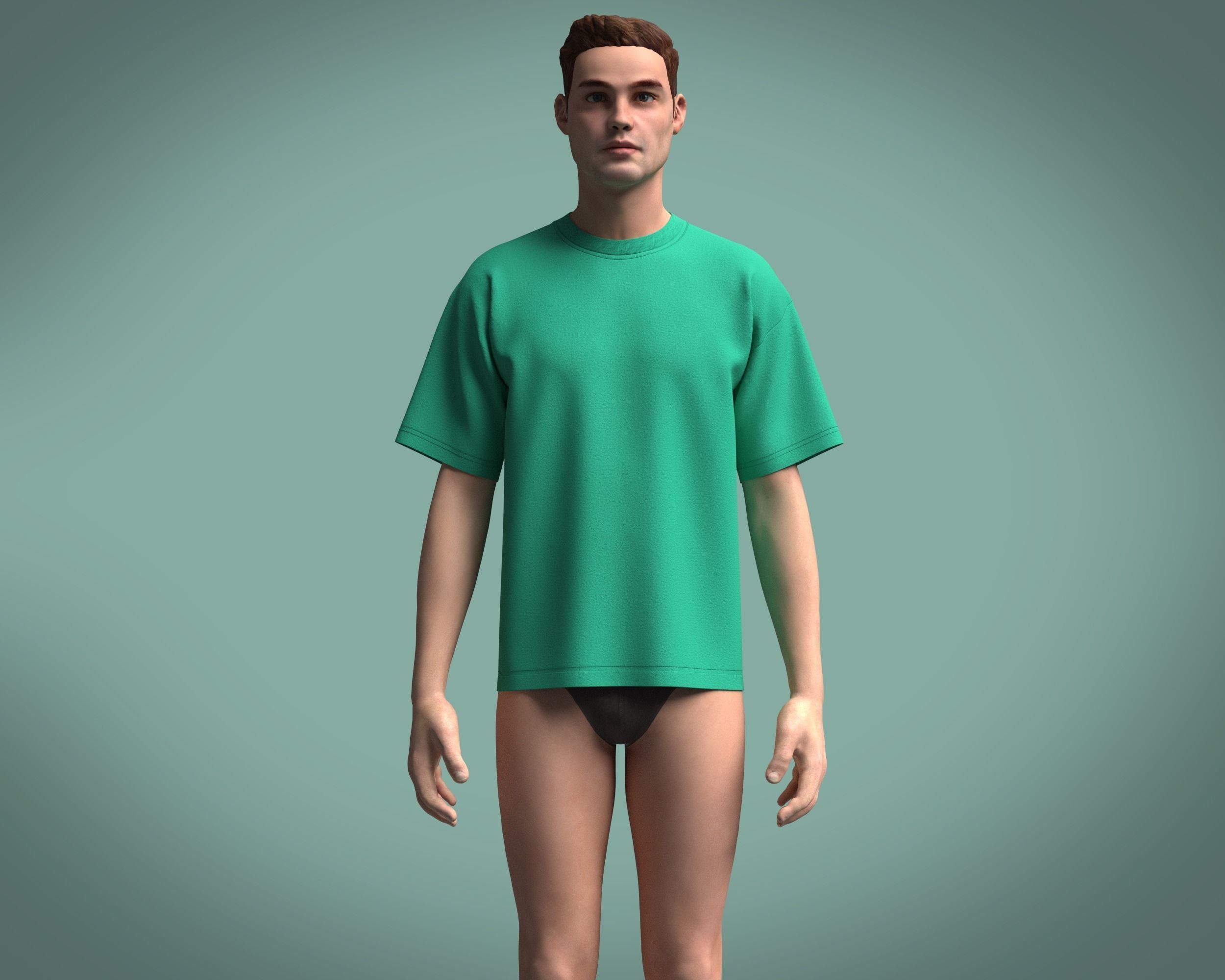 T-Shirt-Single Color 3D model_6