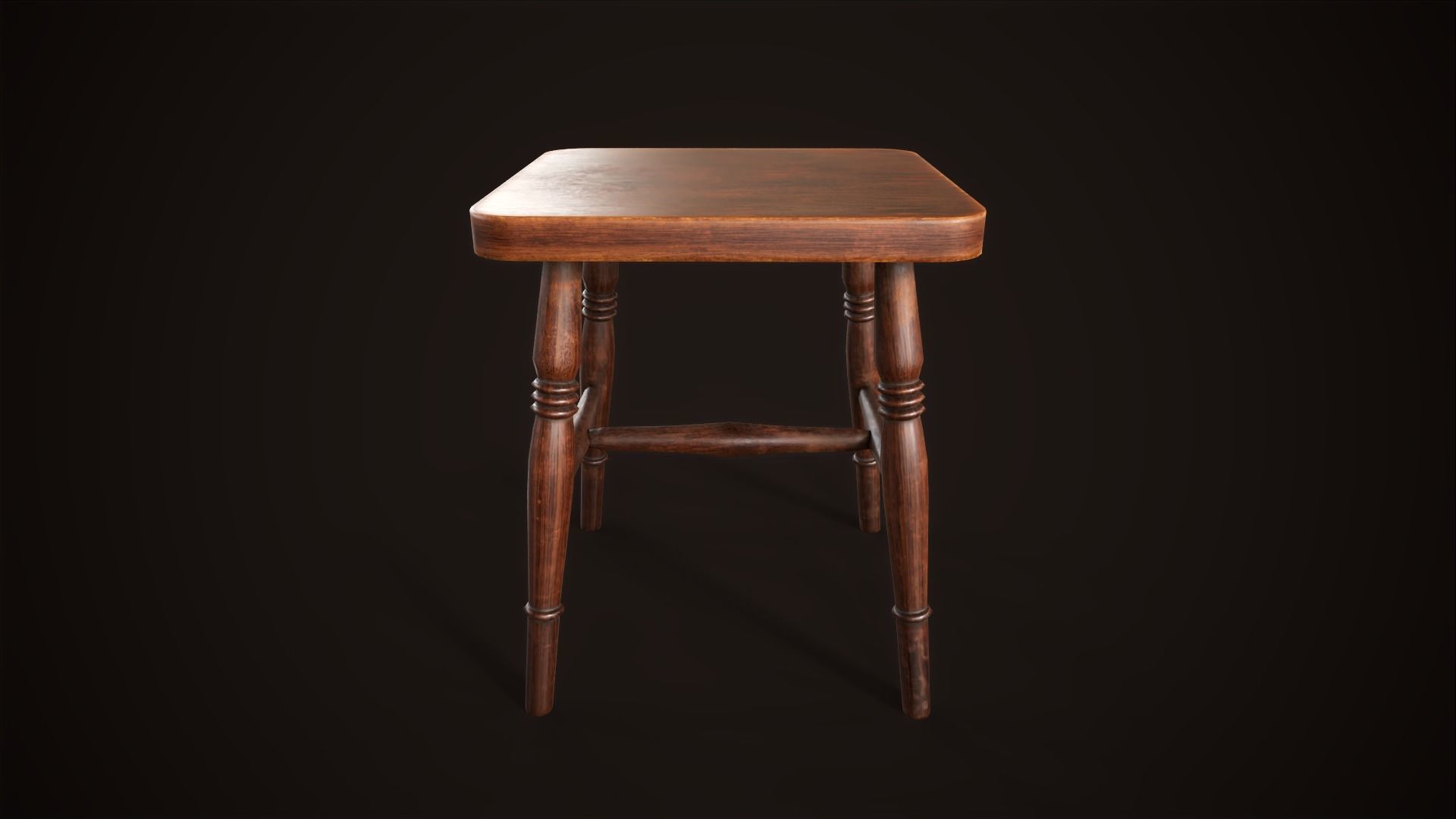 Vintage victorian stool Low-poly 3D model_3