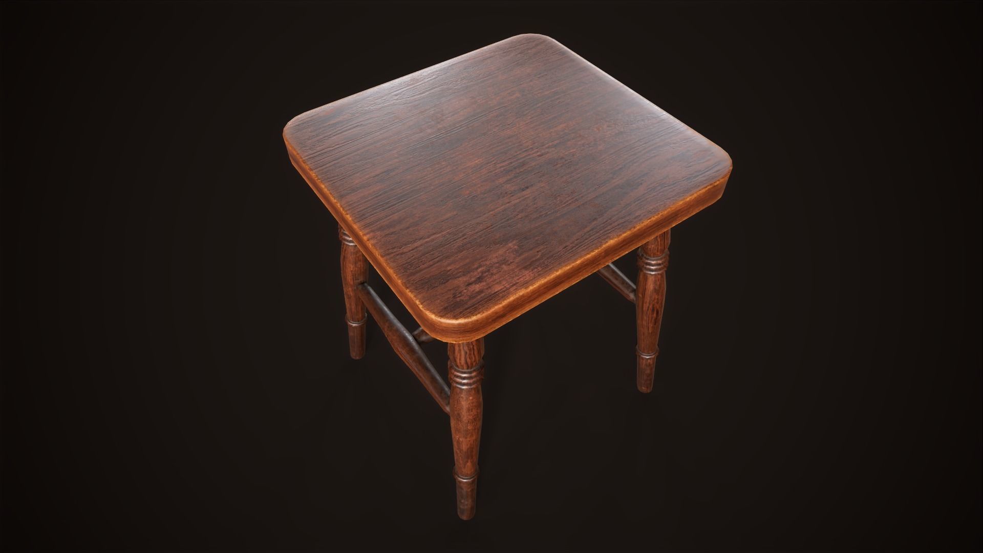 Vintage victorian stool Low-poly 3D model_6