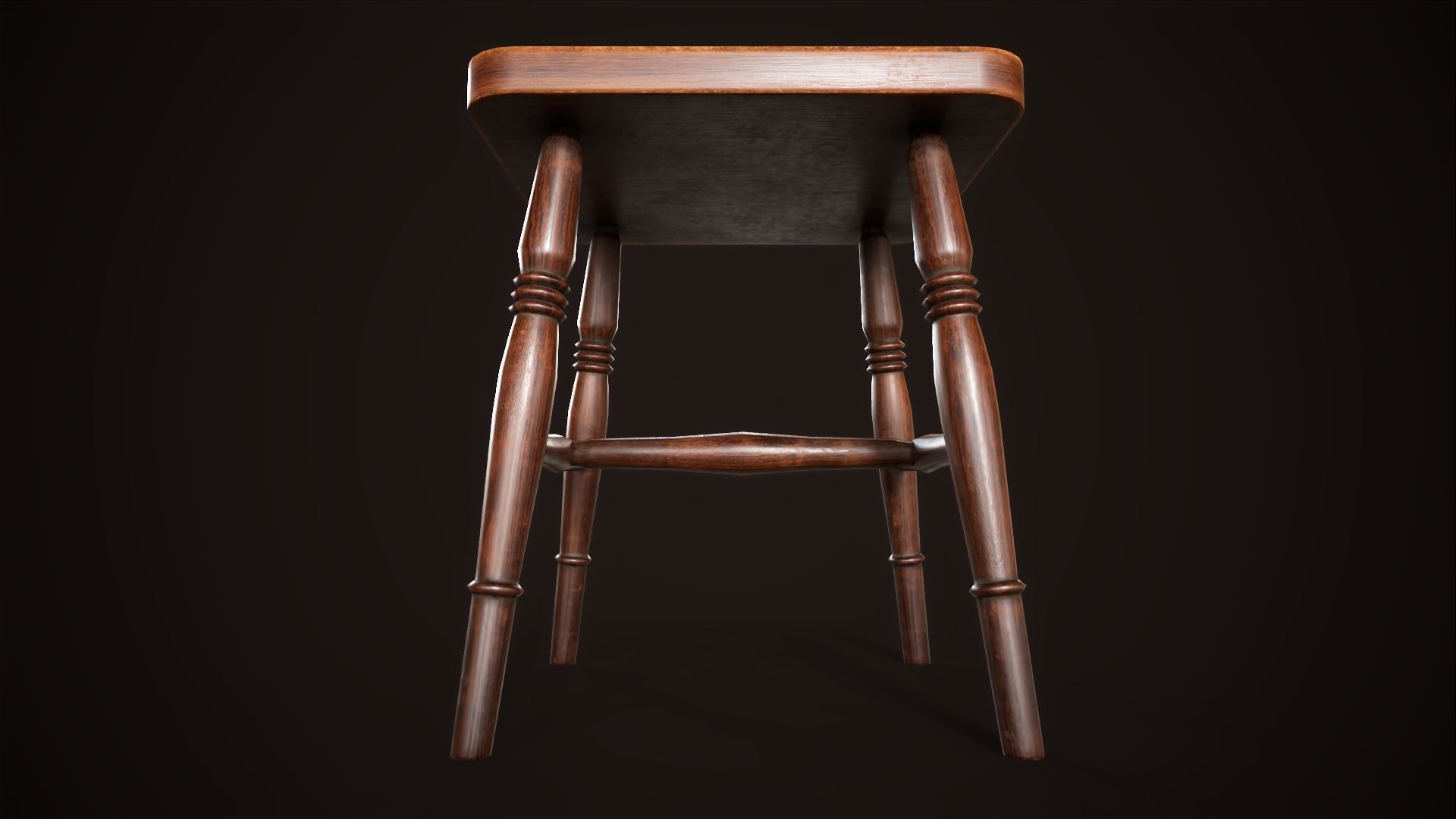 Vintage victorian stool Low-poly 3D model_5