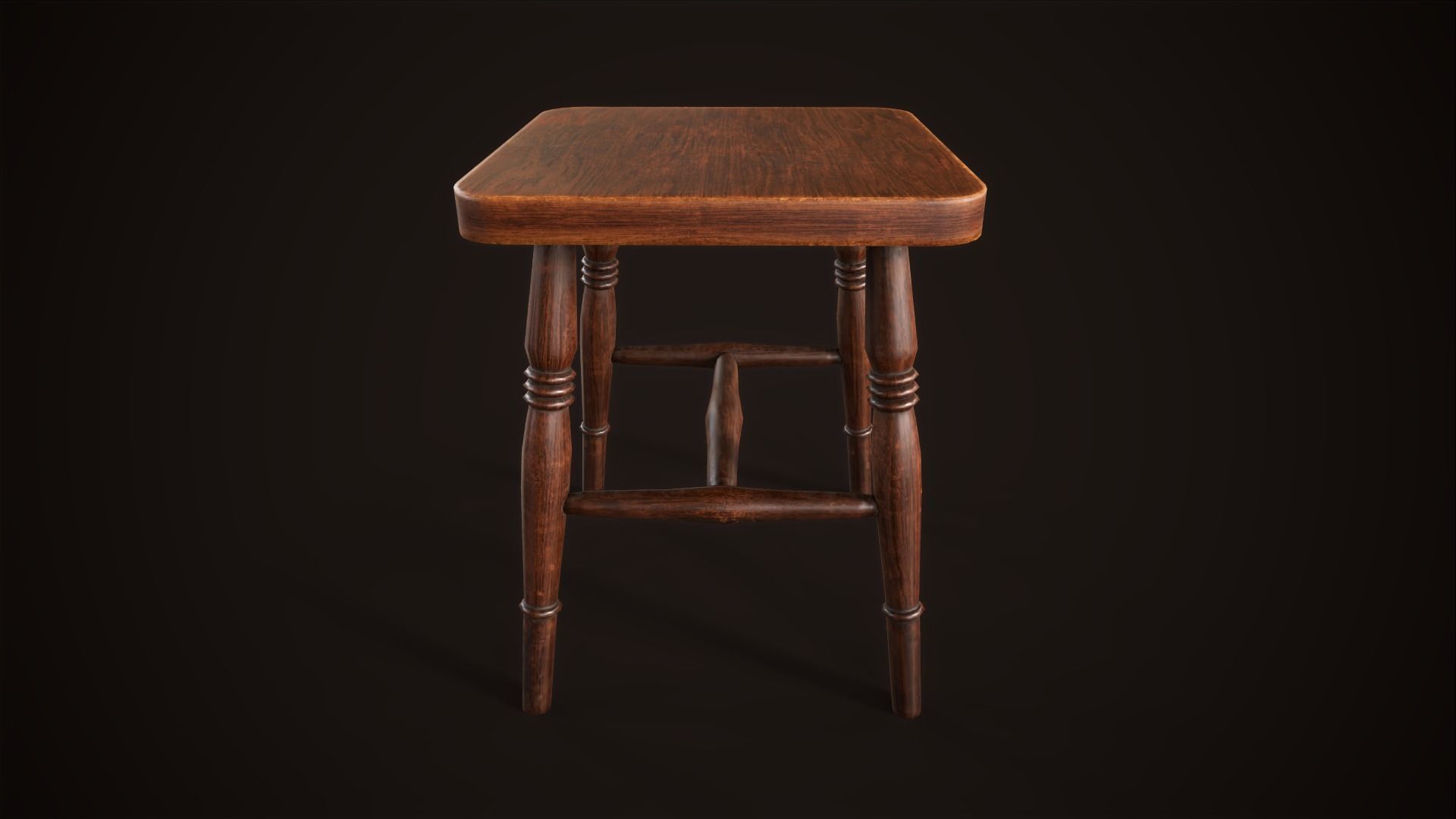 Vintage victorian stool Low-poly 3D model_2