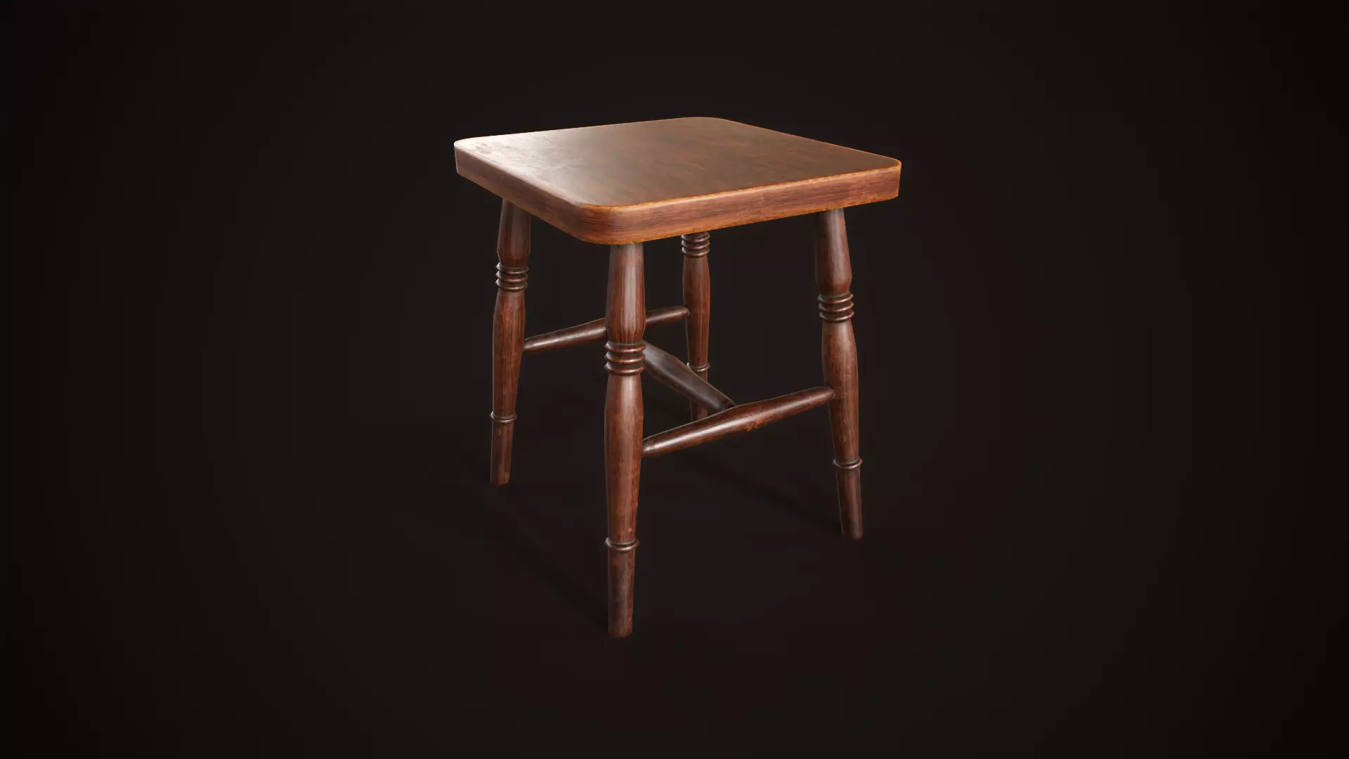 Vintage victorian stool Low-poly 3D model_0