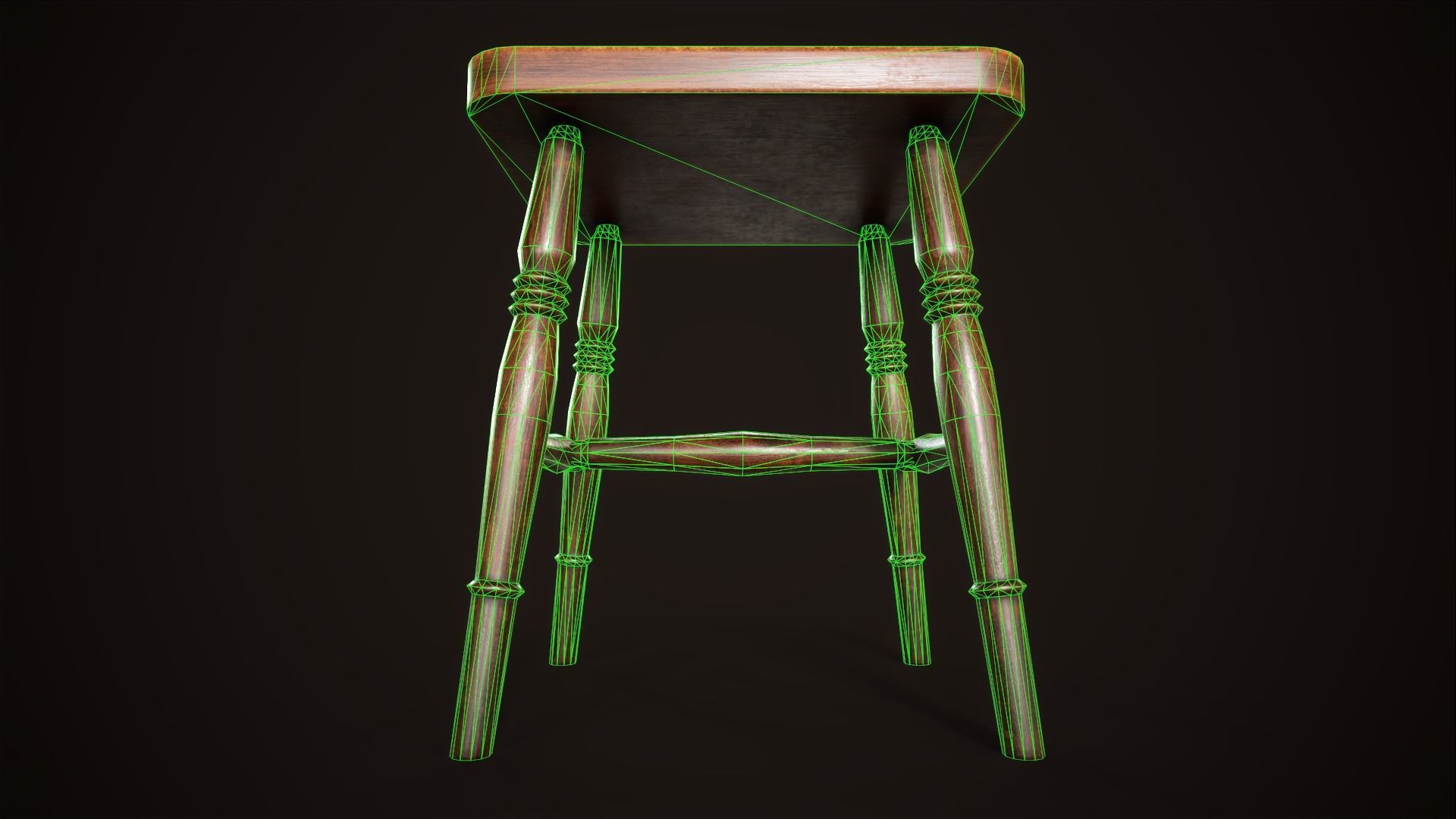 Vintage victorian stool Low-poly 3D model_8