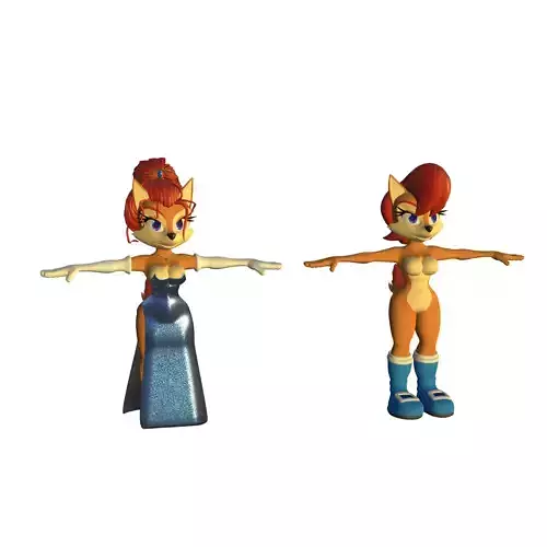 Sally Acorn with Dress Low-poly 3D model