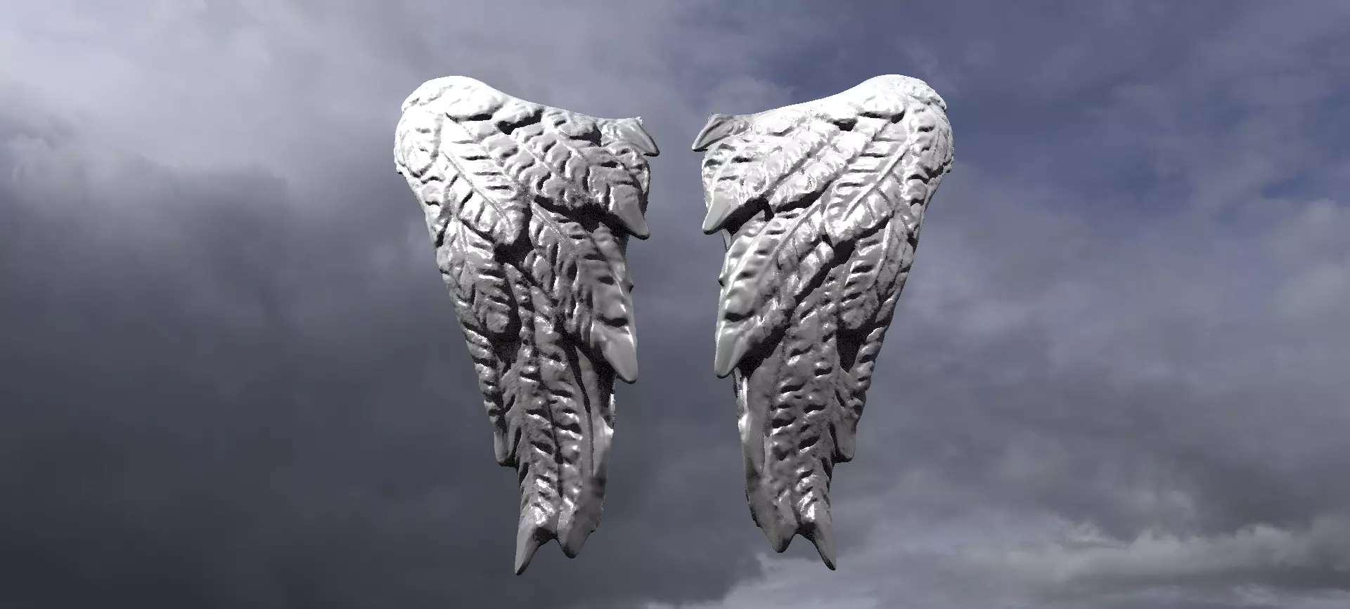 Sculpted Angel Wings cherub 3D model_0