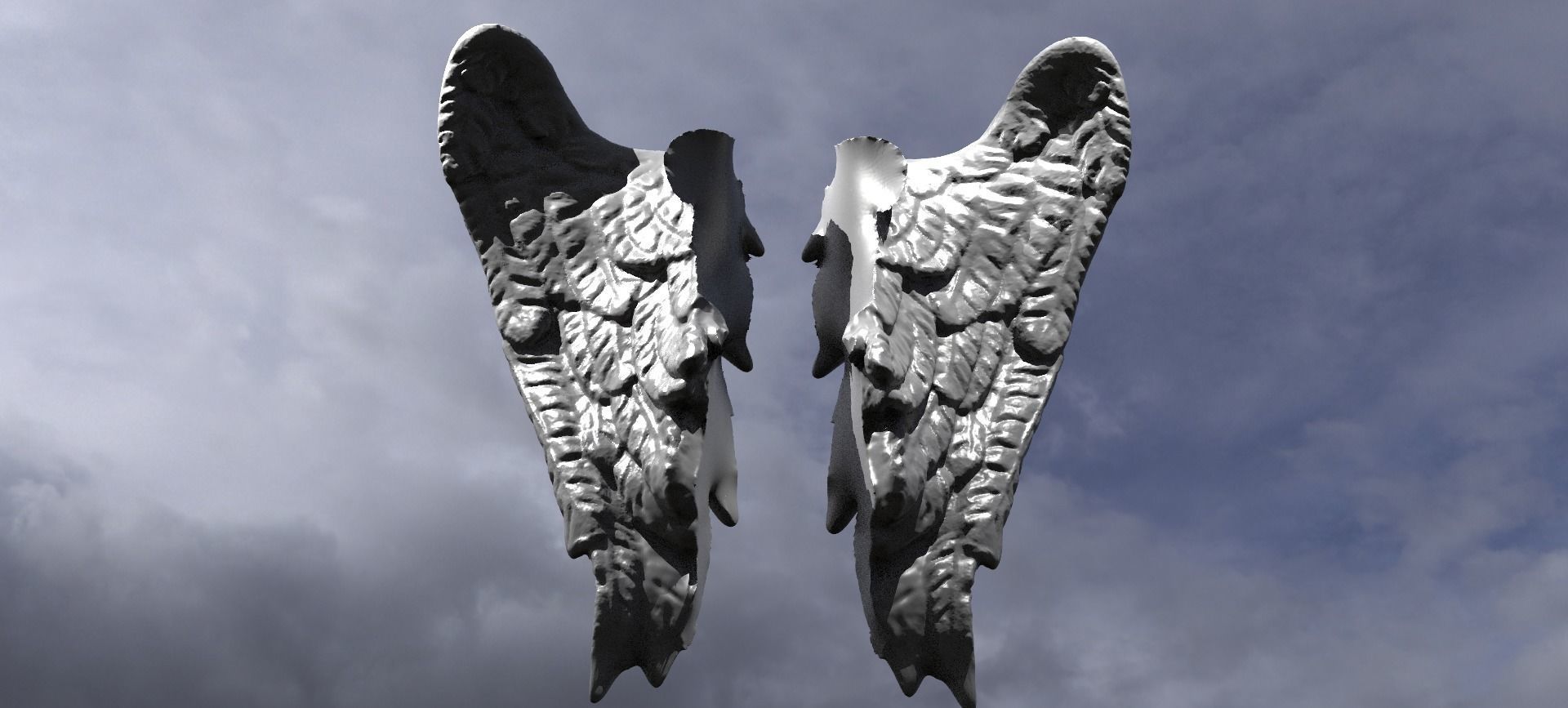 Sculpted Angel Wings cherub 3D model_1