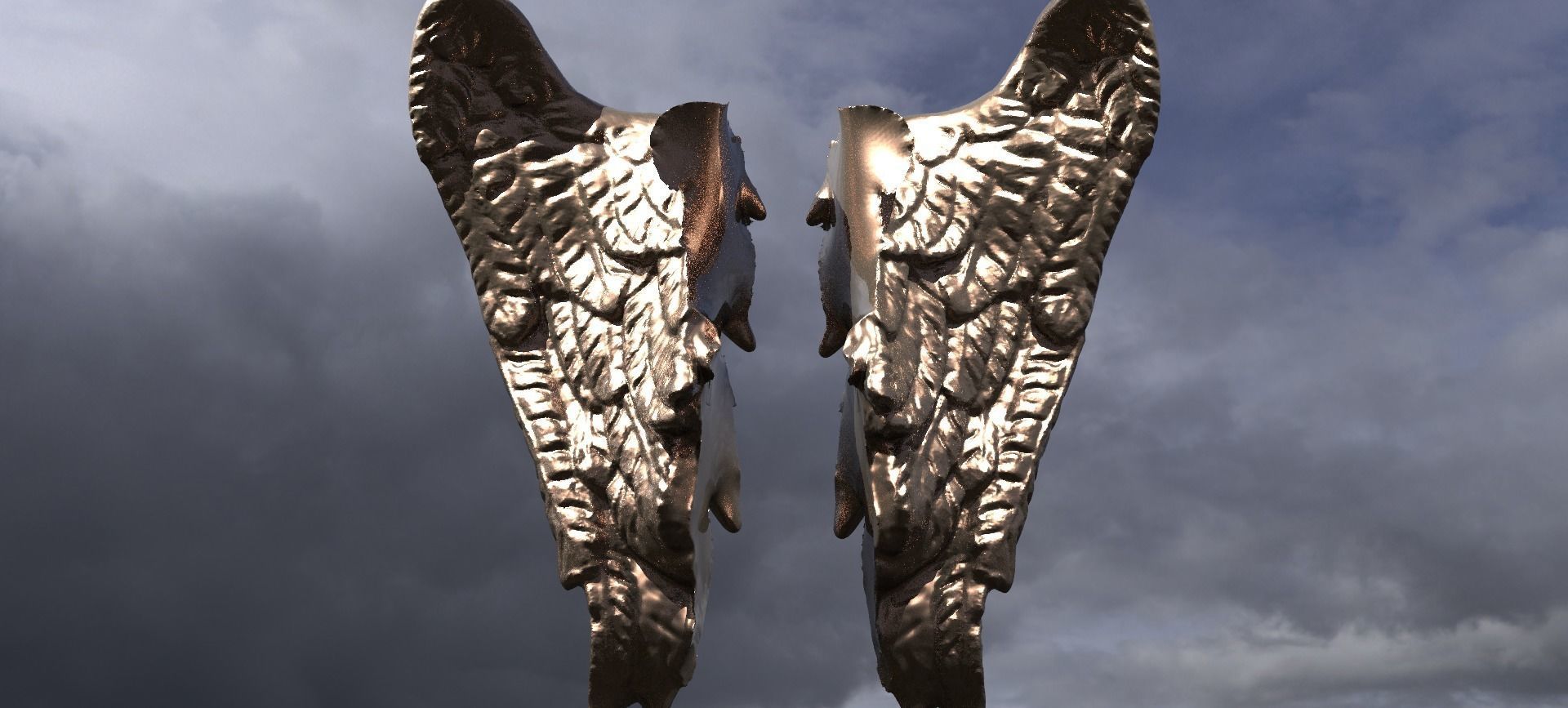 Sculpted Angel Wings cherub 2  3D model_1