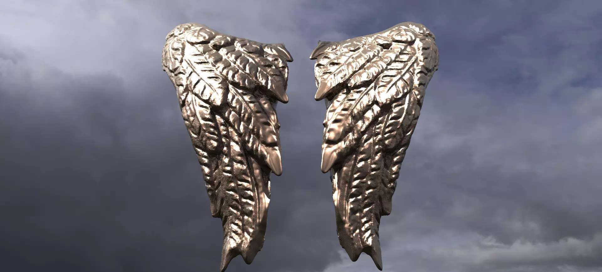 Sculpted Angel Wings cherub 2  3D model_0