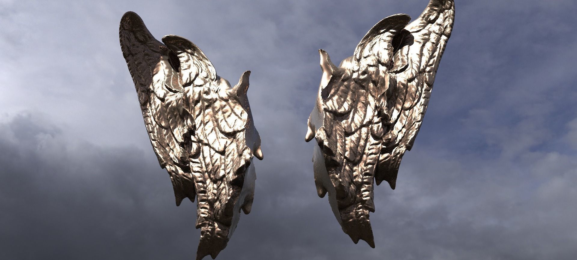 Sculpted Angel Wings cherub Large 3D model_1