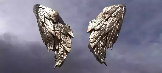 Sculpted Angel Wings cherub Large 3D model