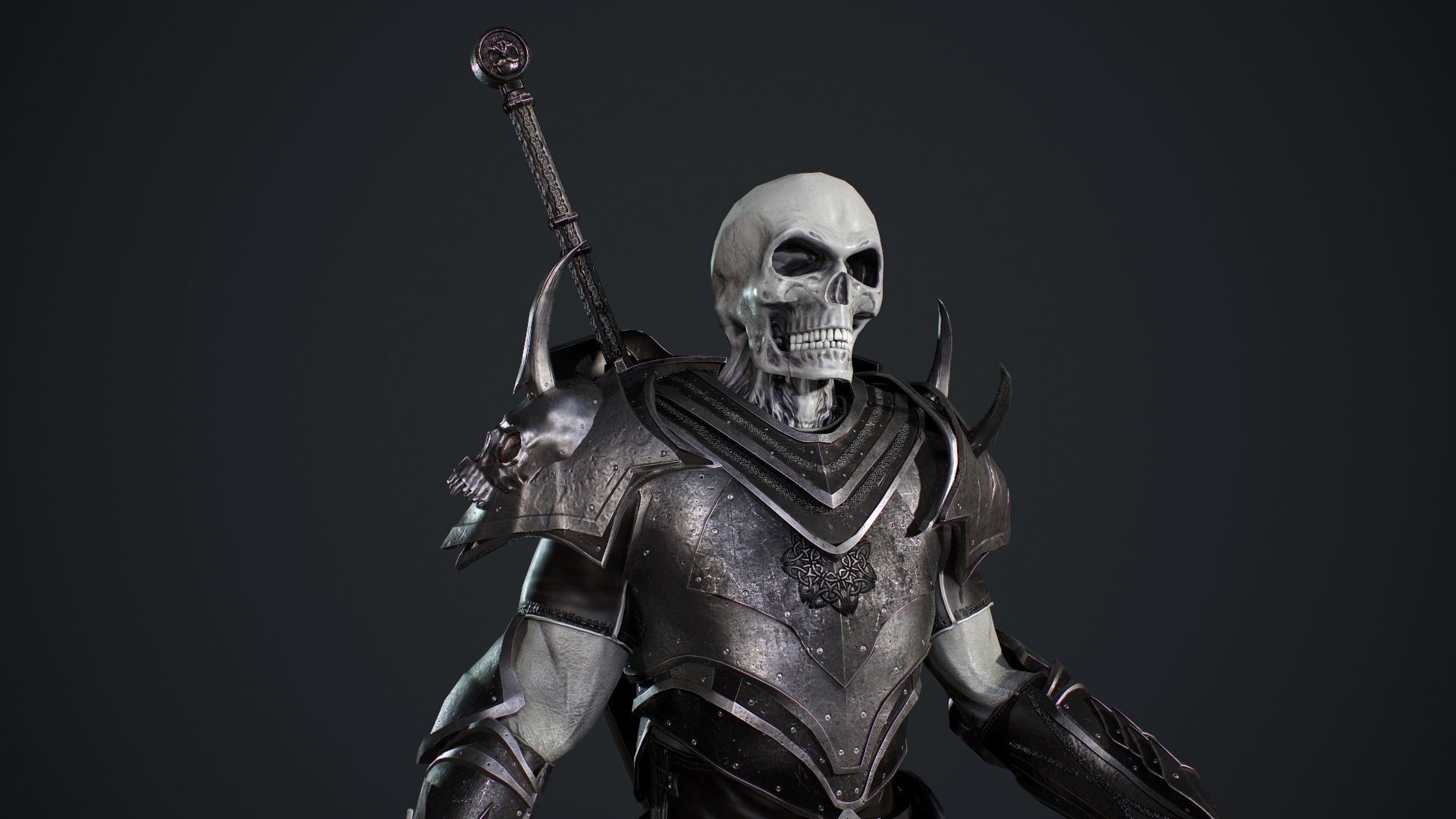 Skeleton 5 holding sword Low-poly 3D model_22