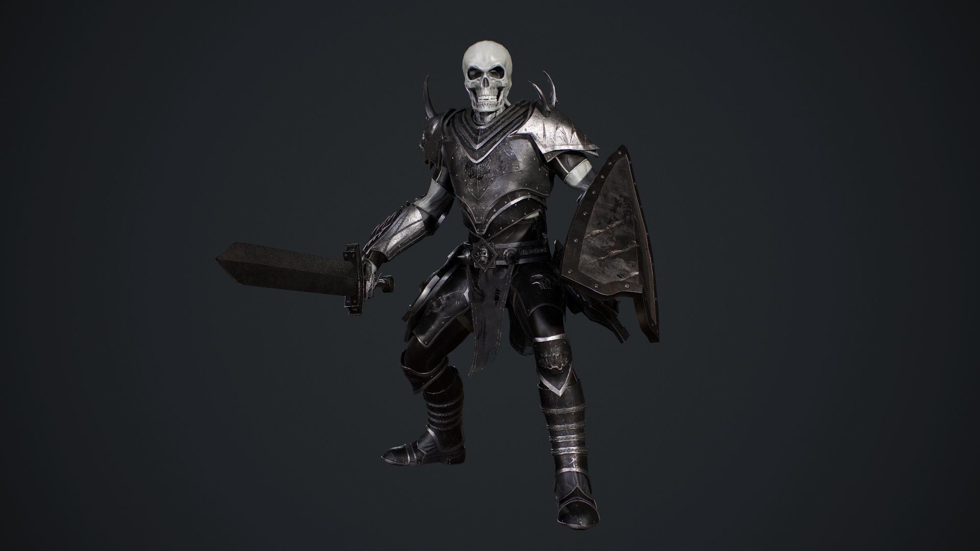 Skeleton 5 holding sword Low-poly 3D model_8