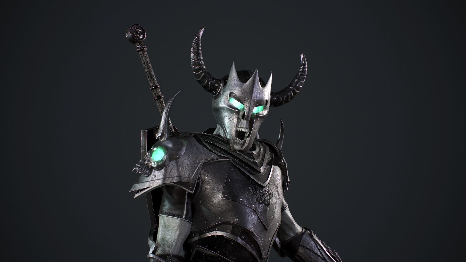 Skeleton 5 holding sword Low-poly 3D model_24