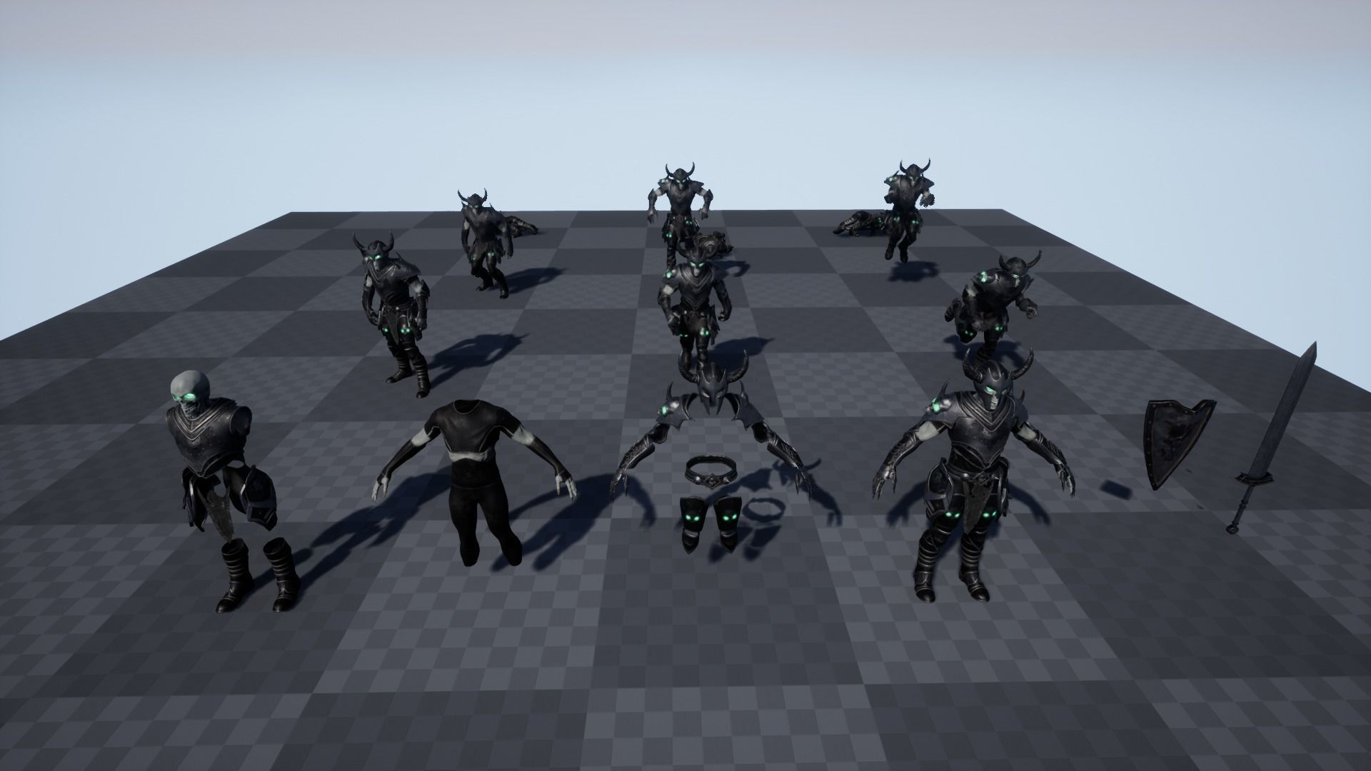 Skeleton 5 holding sword Low-poly 3D model_29