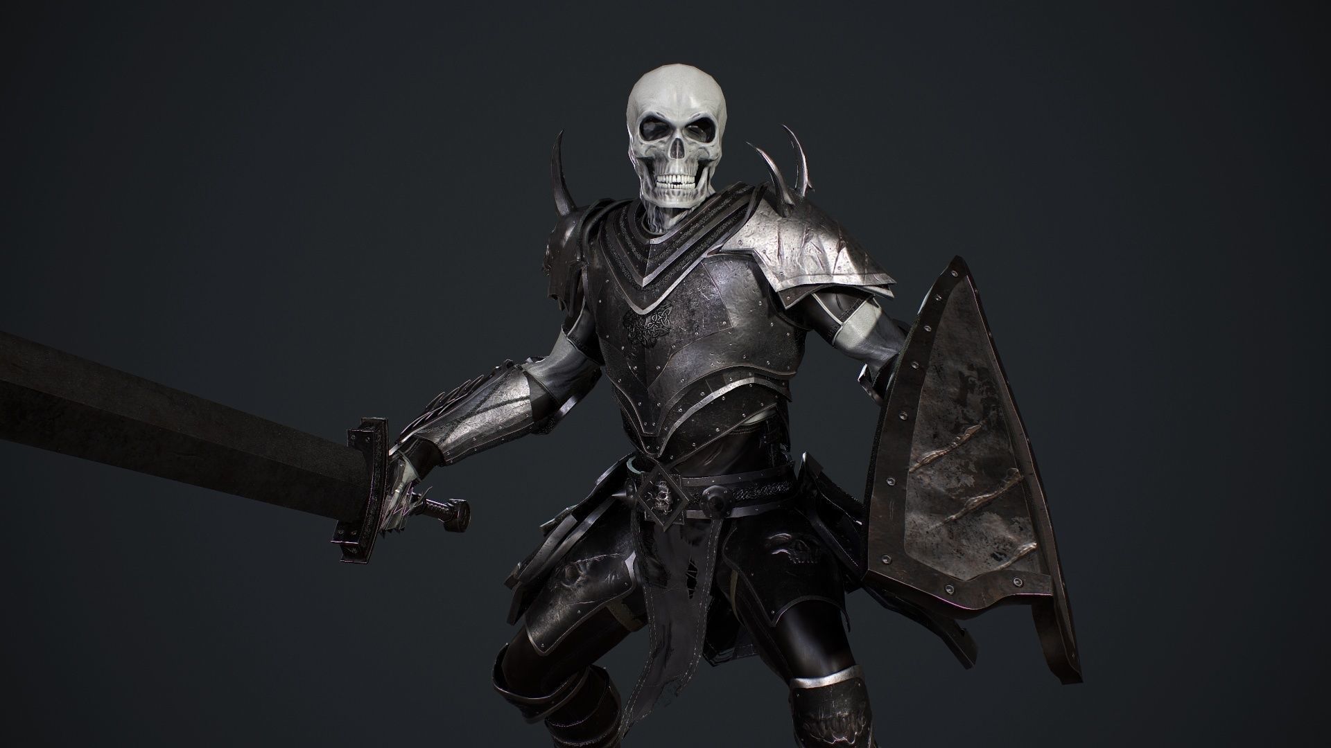 Skeleton 5 holding sword Low-poly 3D model_20