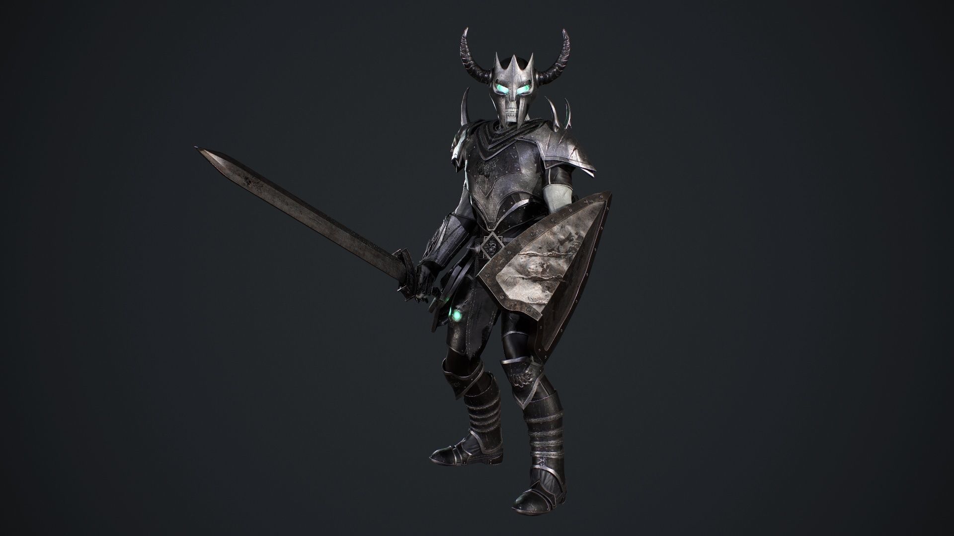 Skeleton 5 holding sword Low-poly 3D model_13