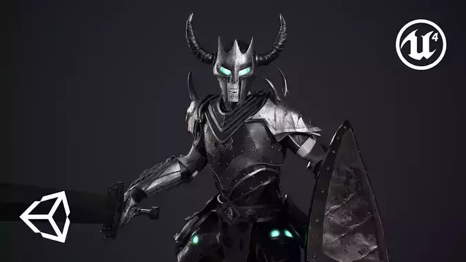 Skeleton 5 holding sword Low-poly 3D model