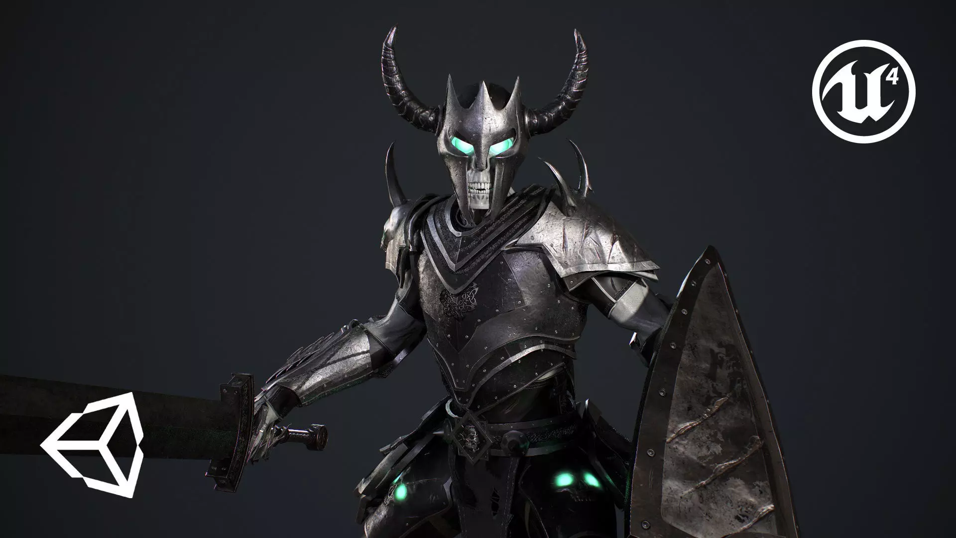 Skeleton 5 holding sword Low-poly 3D model_0