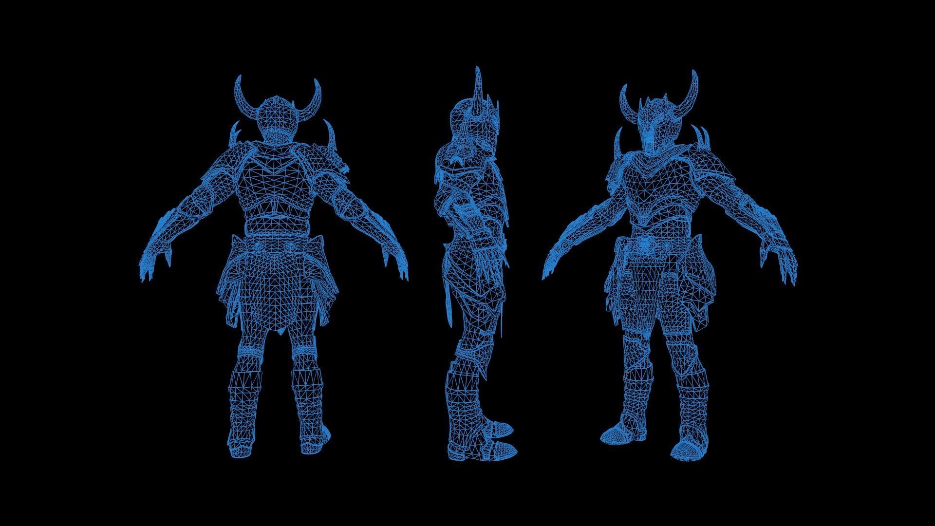 Skeleton 5 holding sword Low-poly 3D model_6