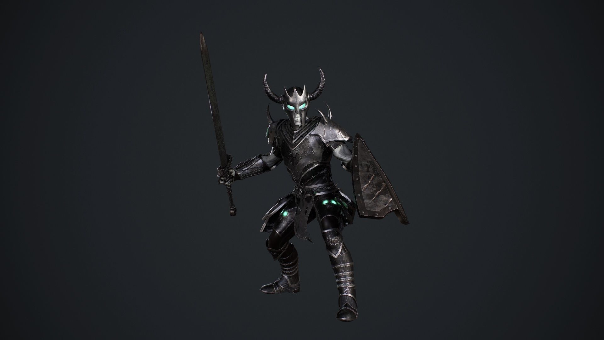 Skeleton 5 holding sword Low-poly 3D model_19