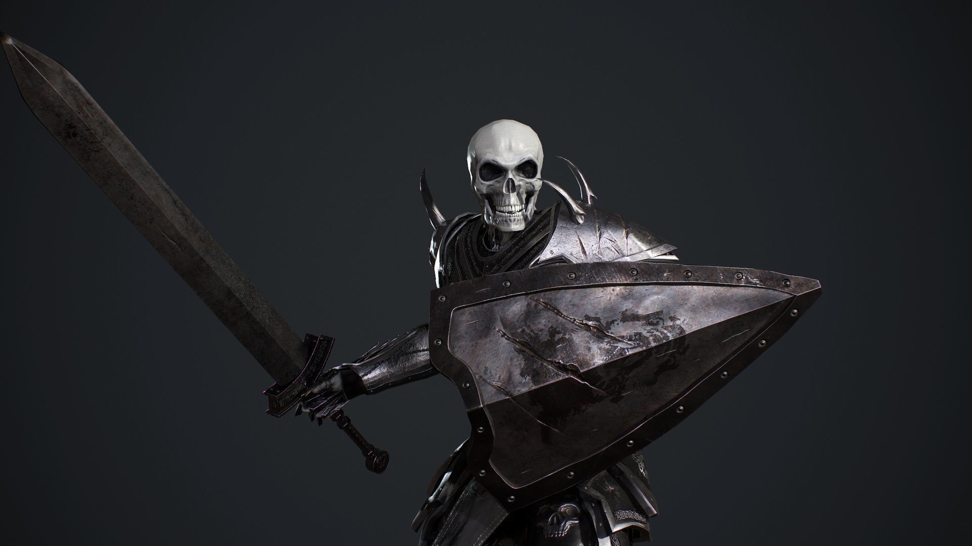 Skeleton 5 holding sword Low-poly 3D model_17