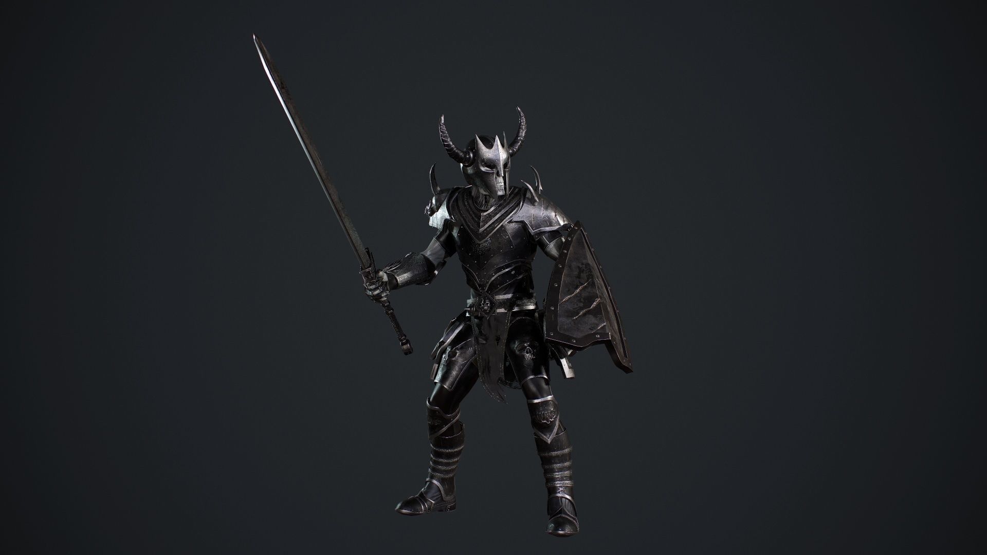 Skeleton 5 holding sword Low-poly 3D model_14