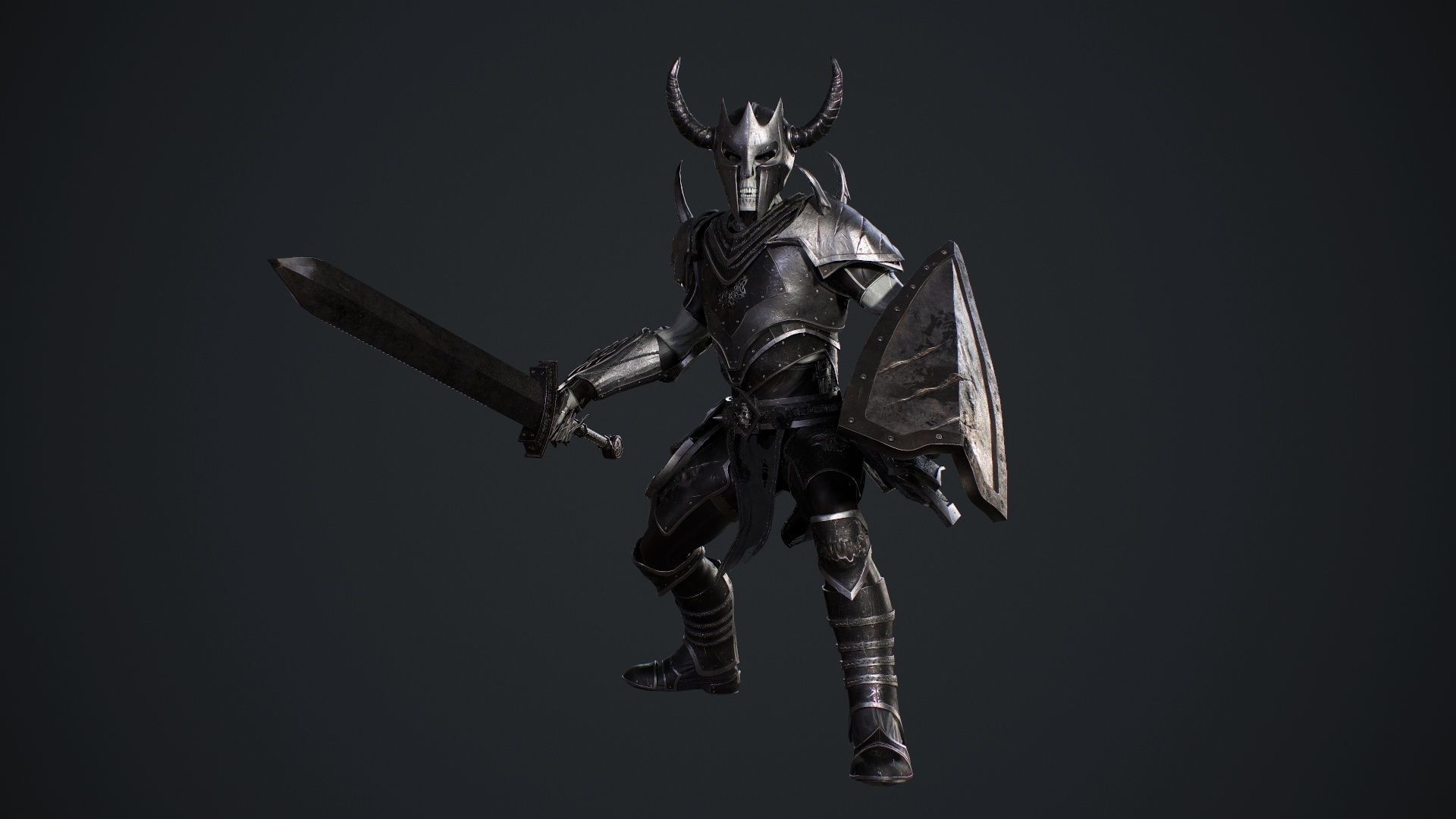 Skeleton 5 holding sword Low-poly 3D model_27