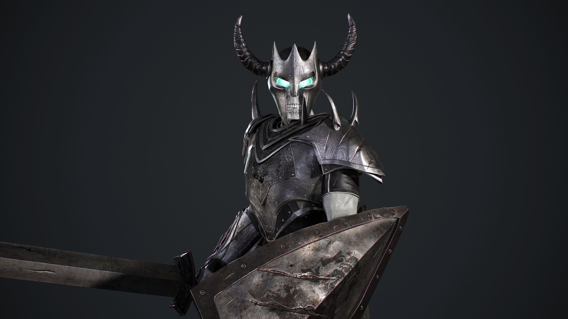 Skeleton 5 holding sword Low-poly 3D model_25