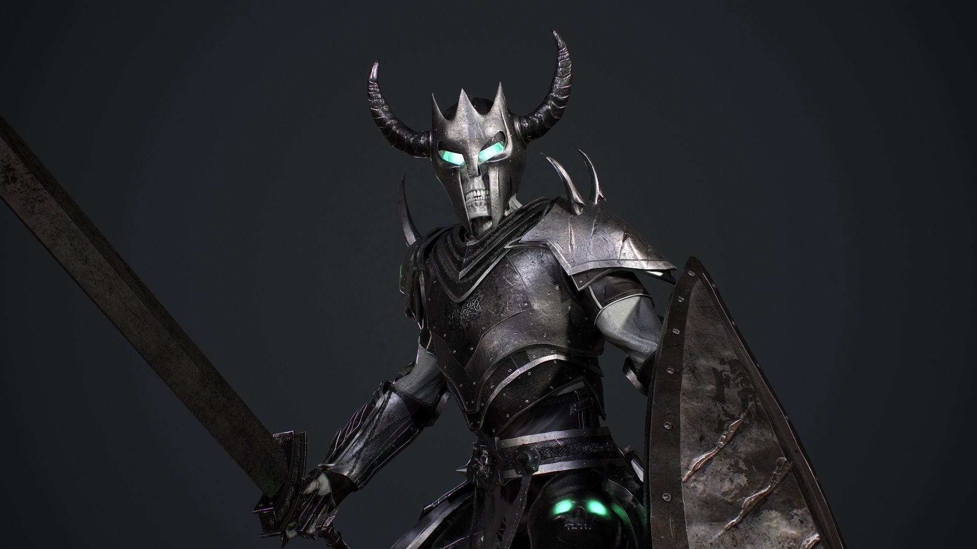 Skeleton 5 holding sword Low-poly 3D model_12