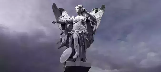 Sculpted Dark Angel with cherub Wings 2  3D model