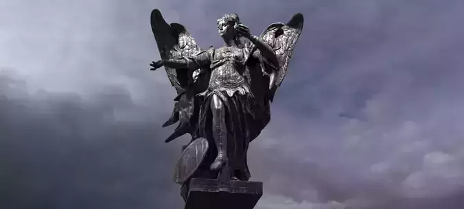 Sculpted Dark Angel with cherub Wings Dark 3D model